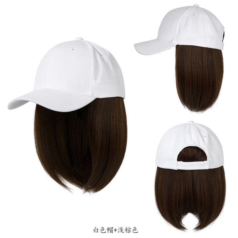 Gorra de béisbol blanca para mujer, pelo corto integrado, , gorra de peluca Bobble: light brown