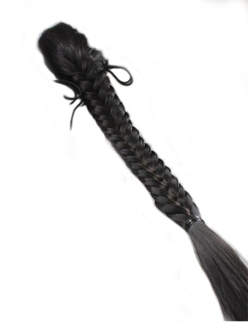 Extensiones de cola de caballo sintética de color marrón Trenza para el cabello cola de caballo con cordón para mujeres colas de pez fibra de alta temperatura: claw 2