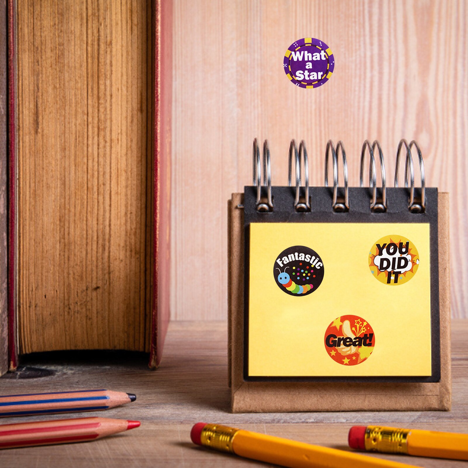 500PCS/Roll Teacher Reward Stickers Motivational 24 Designs Stickers Handmade Sticker Circle Decorative Label Sealing Stickers