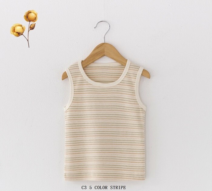 biologische katoen vest mix effen streep 0-24months baby bebes kids baby ondergoed baby hemd baby kids tanks: 5 color stripe / 6m
