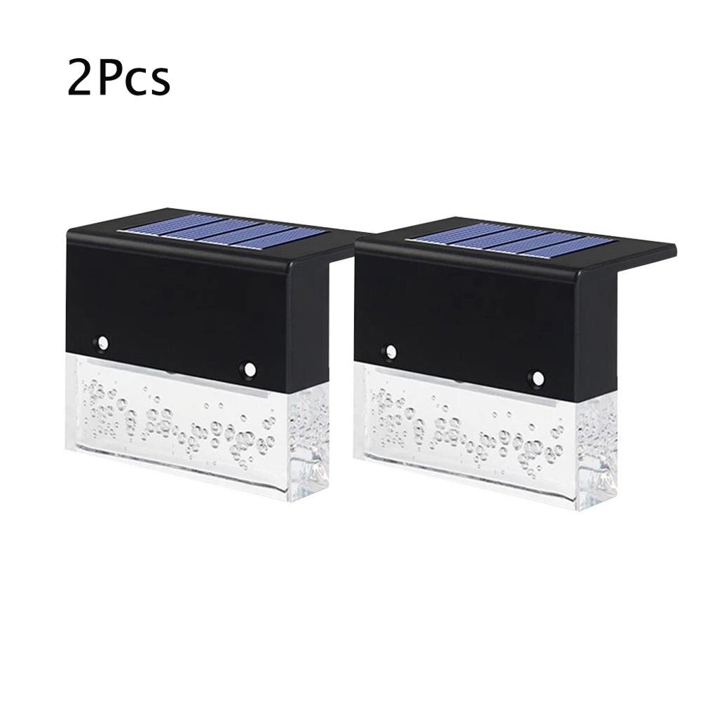 Warm White +RGB Changeable Solar Path Stair LED Deck Lights Garden Fence Wall Landscape Lamp Energy-efficient Driveway Light: 2Pcs