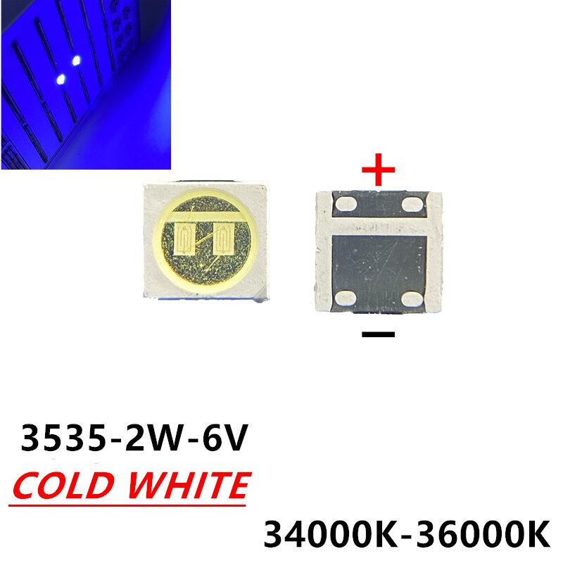 200 Stuks 2W 6V 3535 3V Tv Backlight Led Smd Diodes Koel Wit Lcd Tv Backlight Televisao backlit Diod Lamp Reparatie Lg Toepassing: 3535 6V NO2