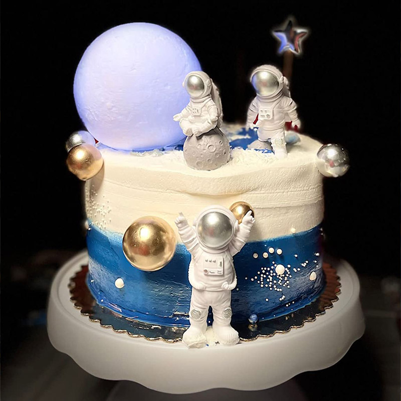 Adornos para tarta espacial de astronauta, figuritas de astronauta del espacio exterior, inserto de pastel de cohete y planeta, suministros para de cumpleaños para niños, Baby Shower