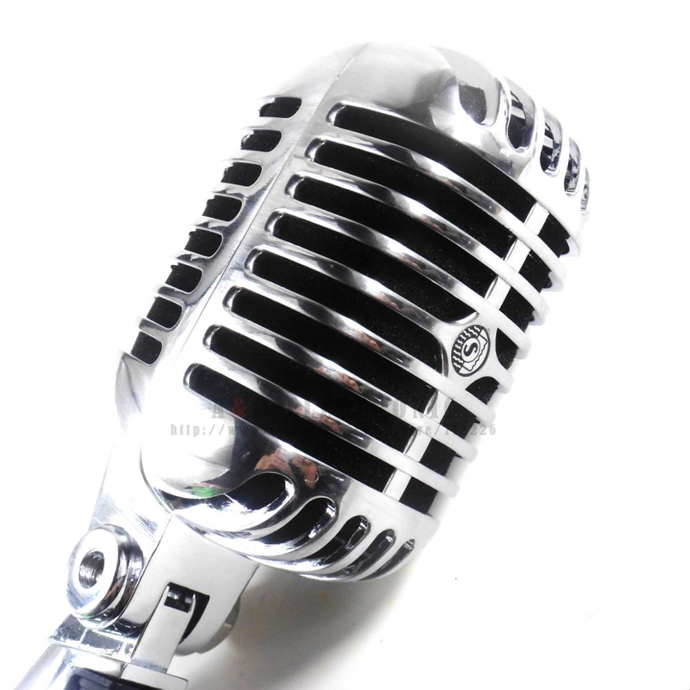 Silver Metal 55SH II Cardioid Dynamic Microphone Vocal Classical Vintage Style Karaoke Microphone for Shure 55SH Series Mi