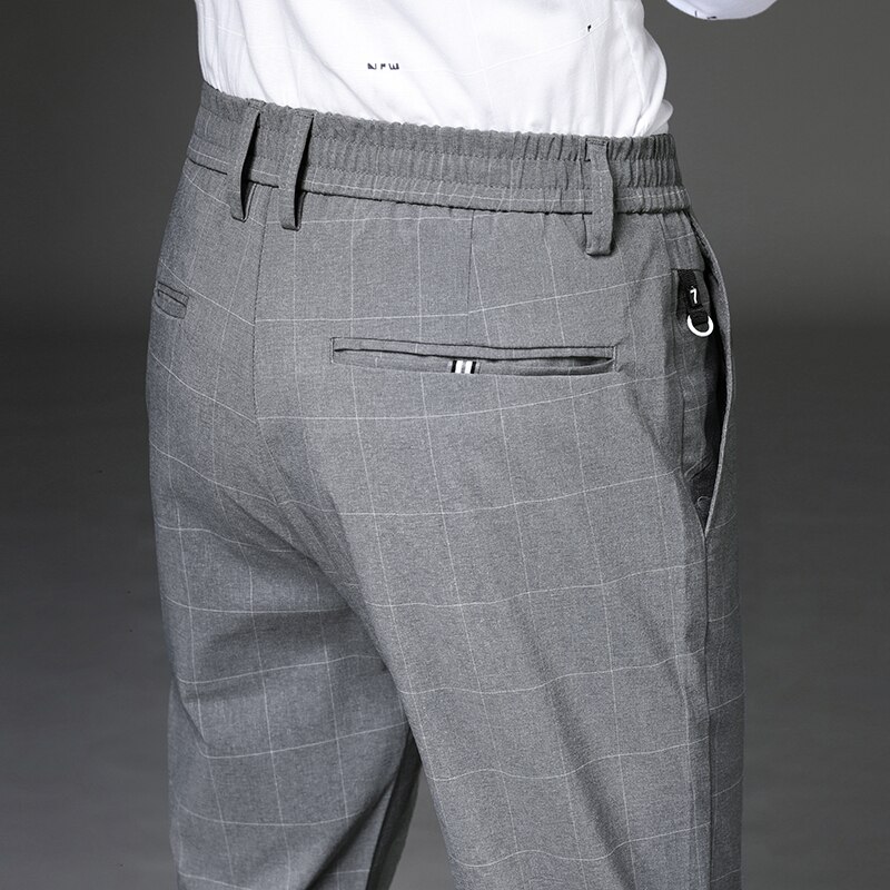 Mærke sommer tynde mænd bukser casual business mænd bukser mænd klassikere plaid lige fulde pantalones hombre spodnie 28-38