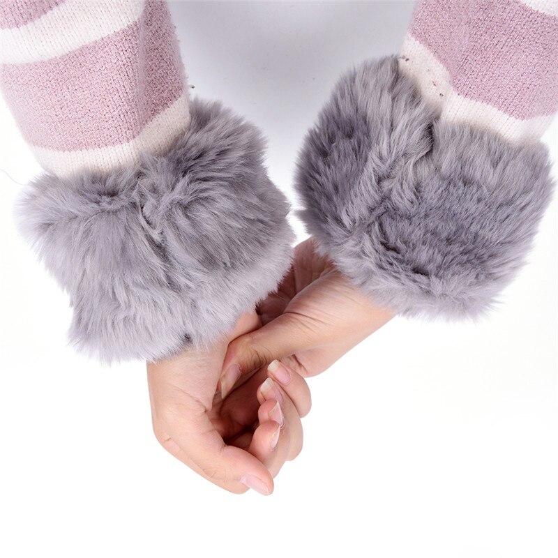 1 par varm og blød faux pels vindtæt arm armbånd armbånd arm ærmer kvinder vinter håndled varmere oversleeve