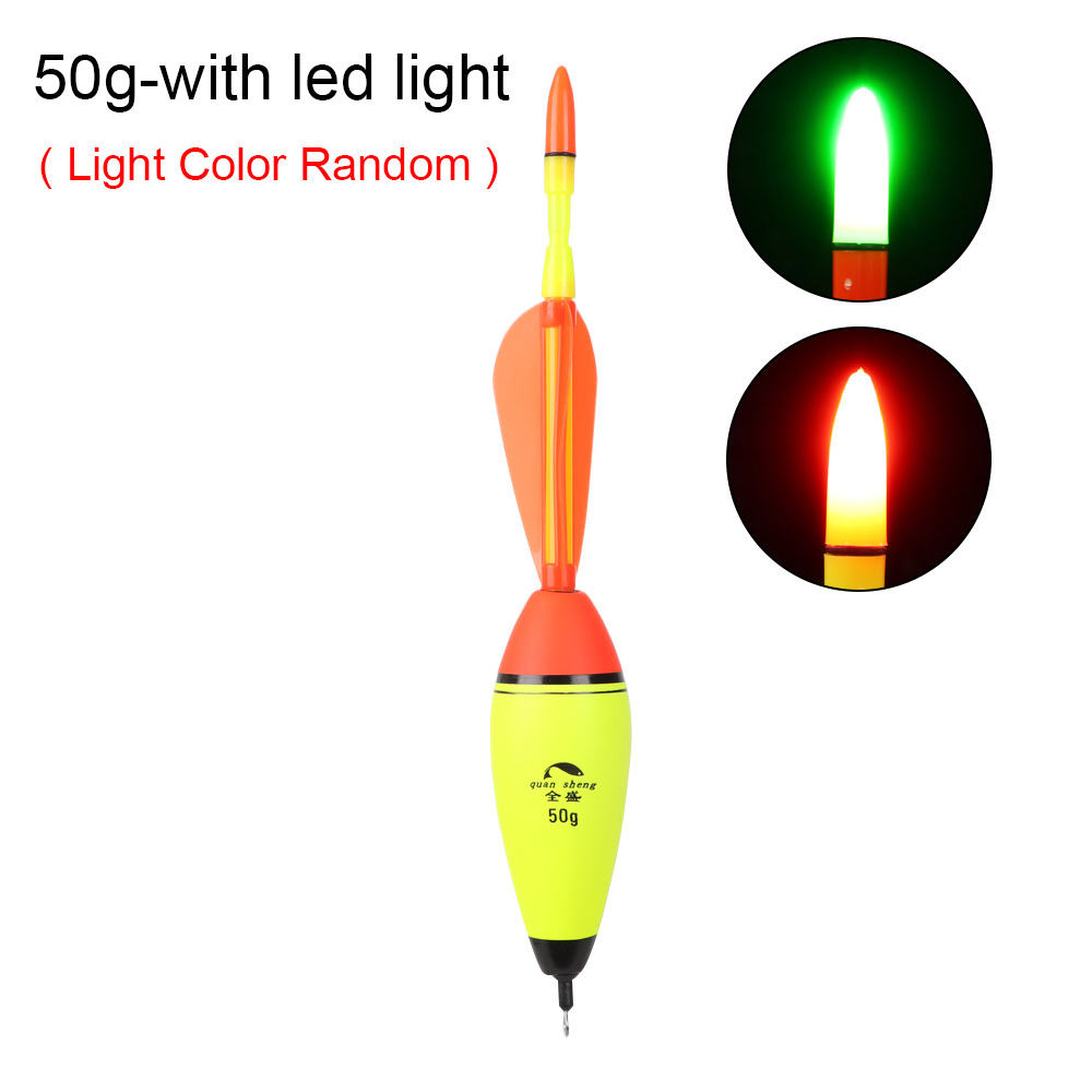 Flotteur de pêche lumineux, avec aile rotative, élastique, en mousse, 40g – 100g: 50g-with led light