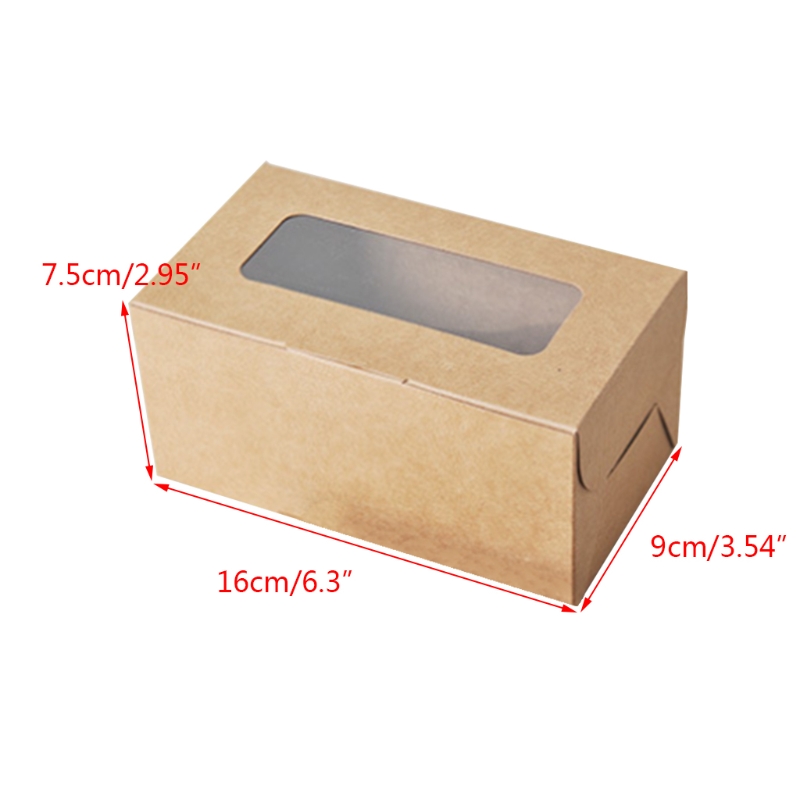 Caja de cartón portátil para magdalenas, recipiente de embalaje con ventana para magdalenas, 2/4/6 cápsulas, 10 unidades