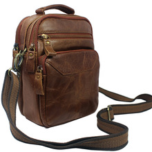 Mode Crossbody bag Lederen Mannen schoudertas Lederen mannen tas mannelijke Leisure tas kleine Sling Handtas tote Bruin