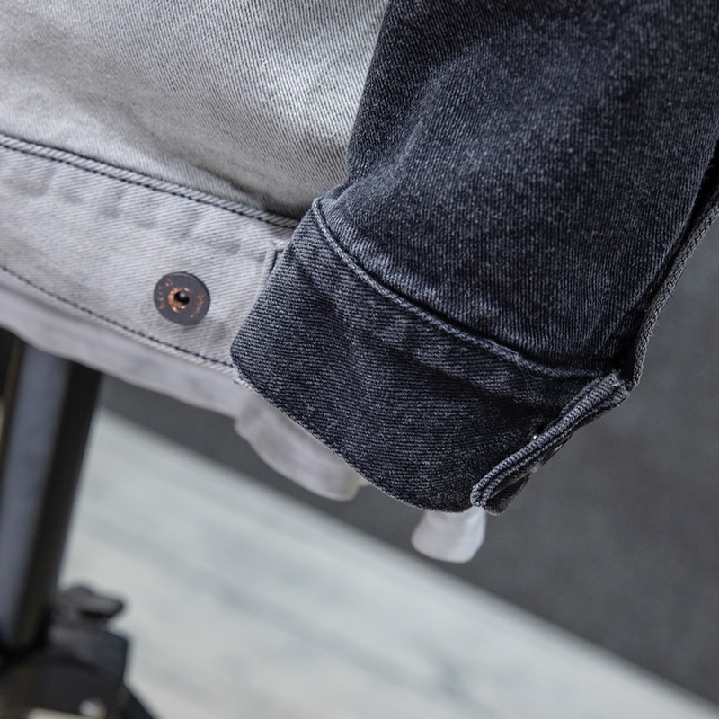 Novedad en chaqueta vaquera entallada de Estilo vintage para hombre, en blanco y negro, ropa de calle estilo Hip Hop, informal, chaquetas tapados abrigos de vaqueros para motocicleta
