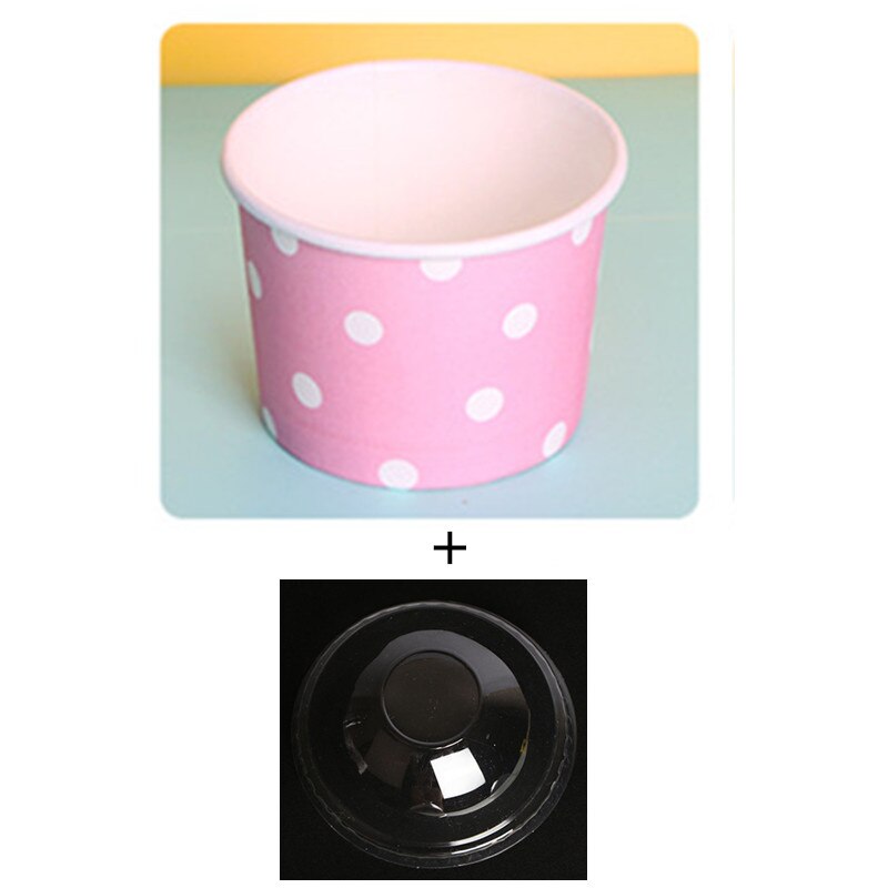 50pcs Net red ice cream paper cup disposable ice cream paper bowl yogurt cup birthday party favors cake dessert cups with lids: cup with lid1 / 8.5x5x7cm 50pcs