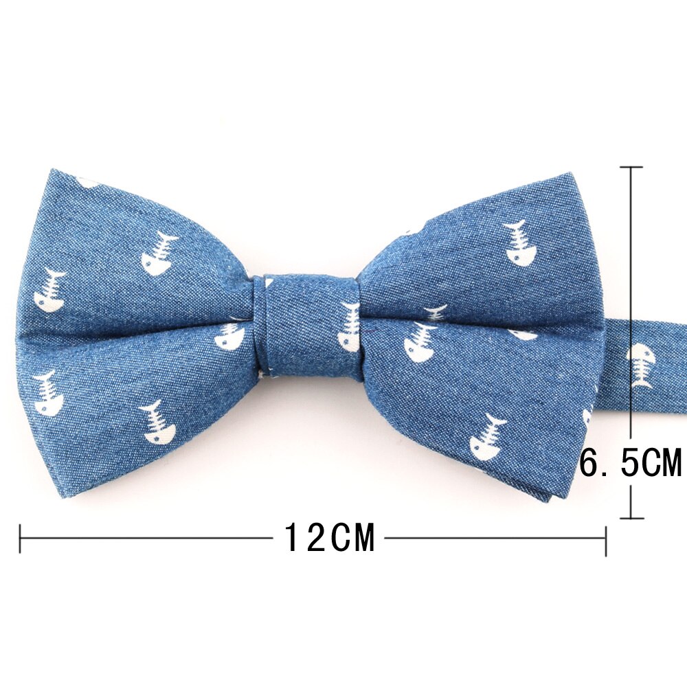 Nœud papillon en jean pour marié, pour homme et femme, cravate en Denim, bleu, motif Floral