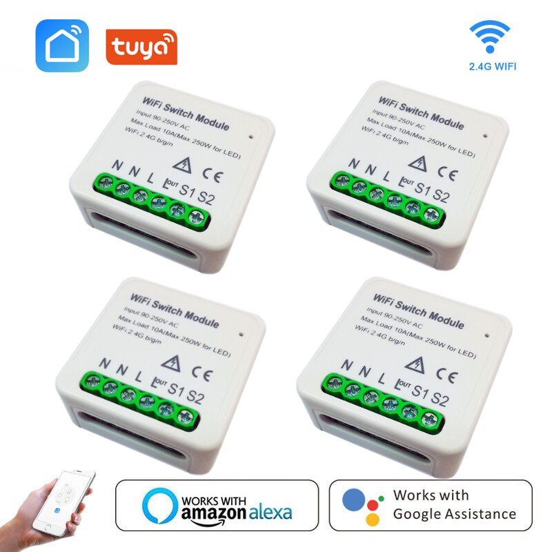 Tuya/Smart Leven App Wifi Schakelaar Module Universele Wifi Breaker Diy Wifi Smart Lichtschakelaar Smart Home Werken Met alexa Google Thuis: 4pcs