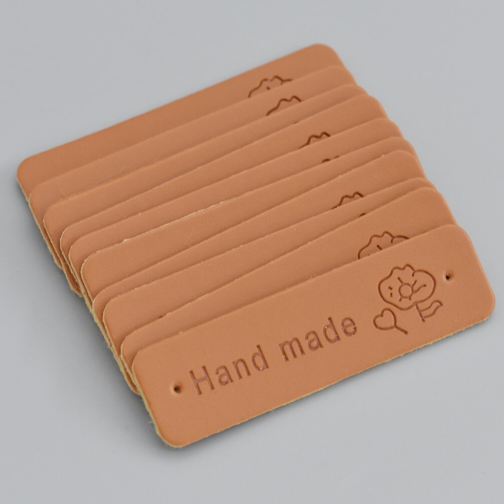 50Pcs/lot Handmade Clothes Labels Embossed Hand Made Letter Garment Labels For Bags Diy Sewing Materials: Rectangle Flower