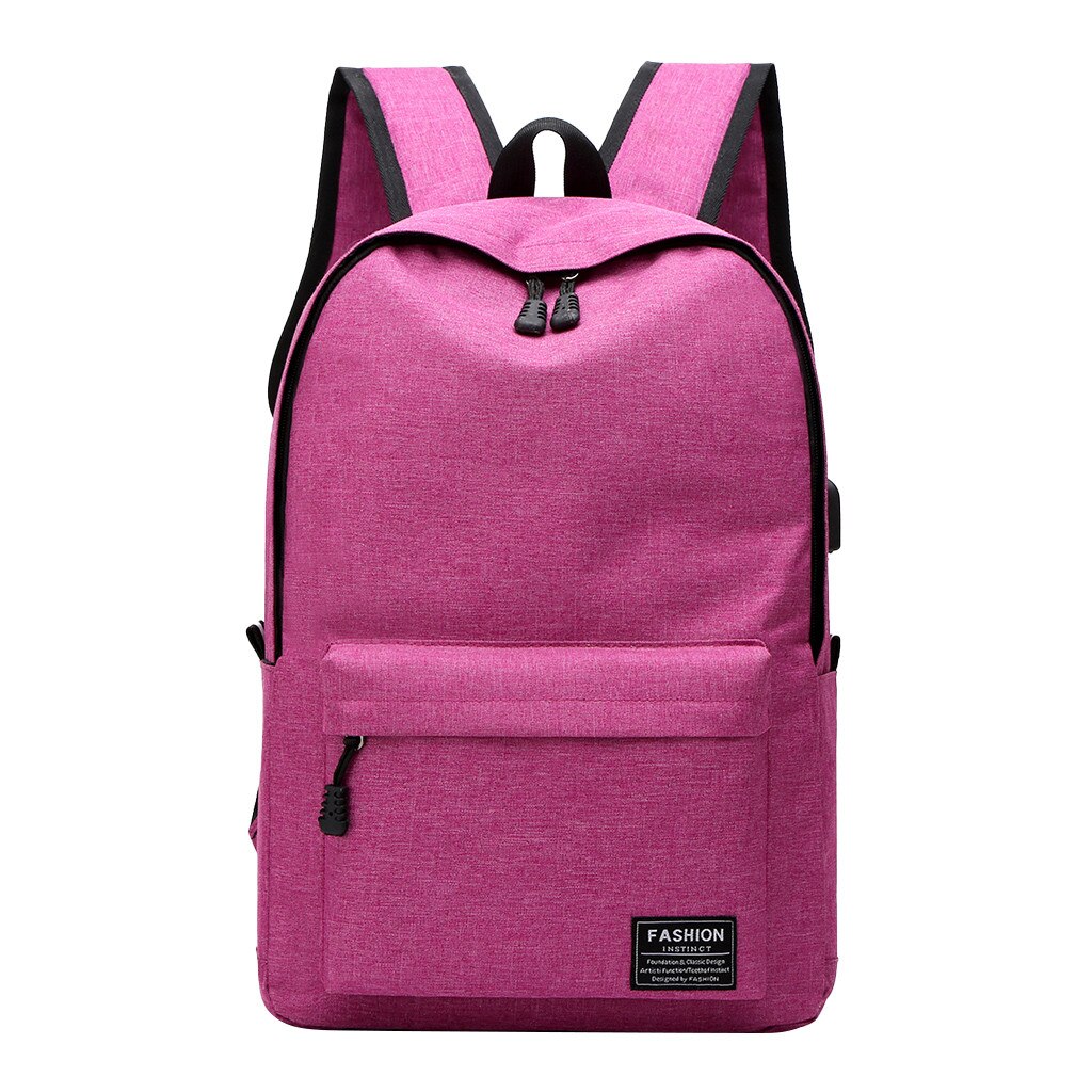 Men Business Laptop Casual Backpack Student Bag Outdoor Travel Backpack With USB Teenagers Men Women Student School Bags @18: Hot Pink