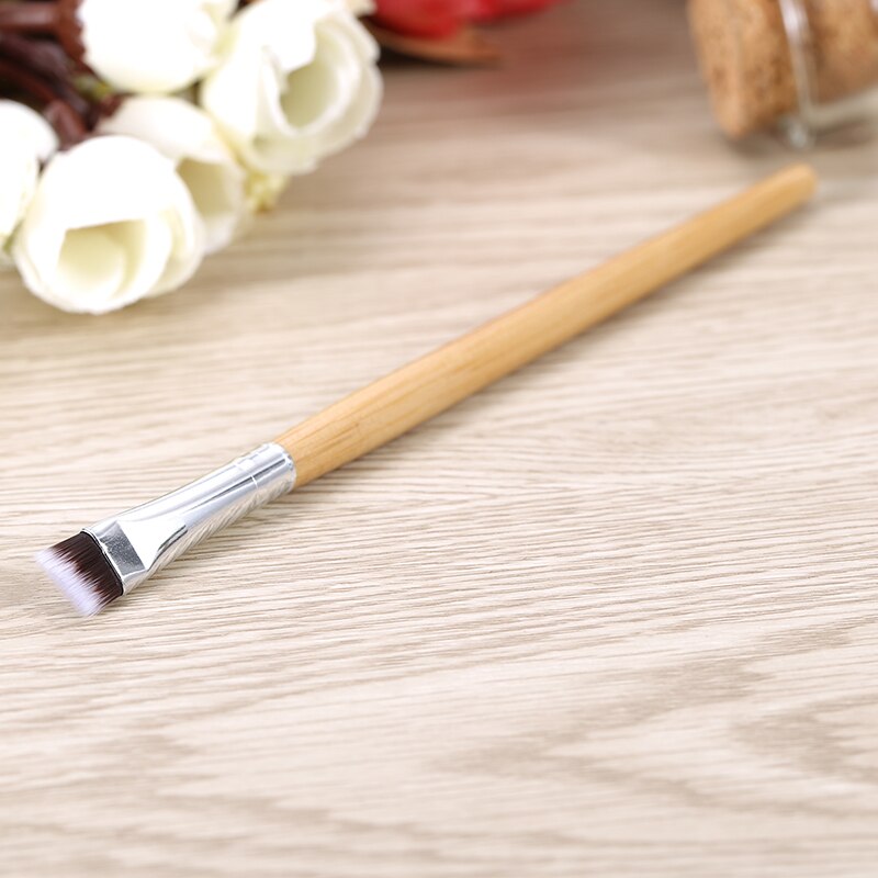 1 stk bambus håndtag makeup øjenbryn børste flad vinklet børste eyeliner øjenskygge makeup børster kosmetik: Default Title