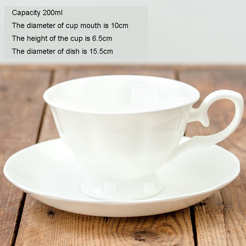 Tasse à café en porcelaine en céramique, os blanc pur, tasses de Latte nordique simples, fantaisie créative, thé de l'après-midi, café, tasse et soucoupe, cuillère: 200ml 10cm diameter