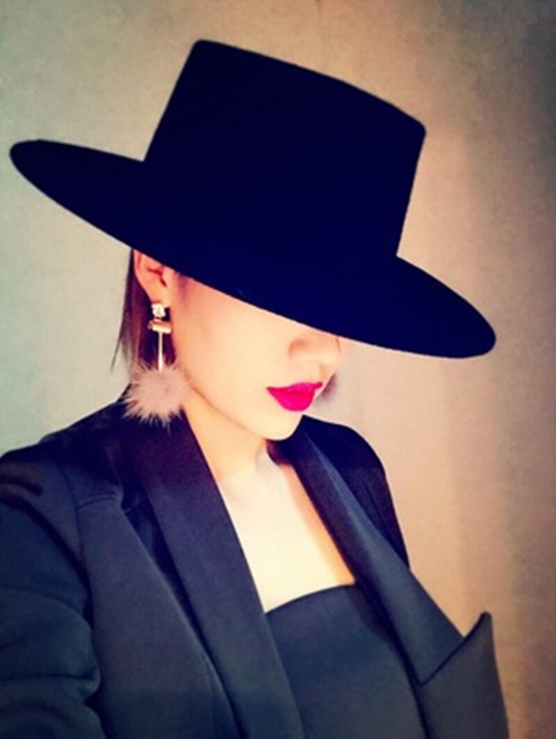 Zwarte Vrouwen Wolvilt Schipper Fedora Hoed