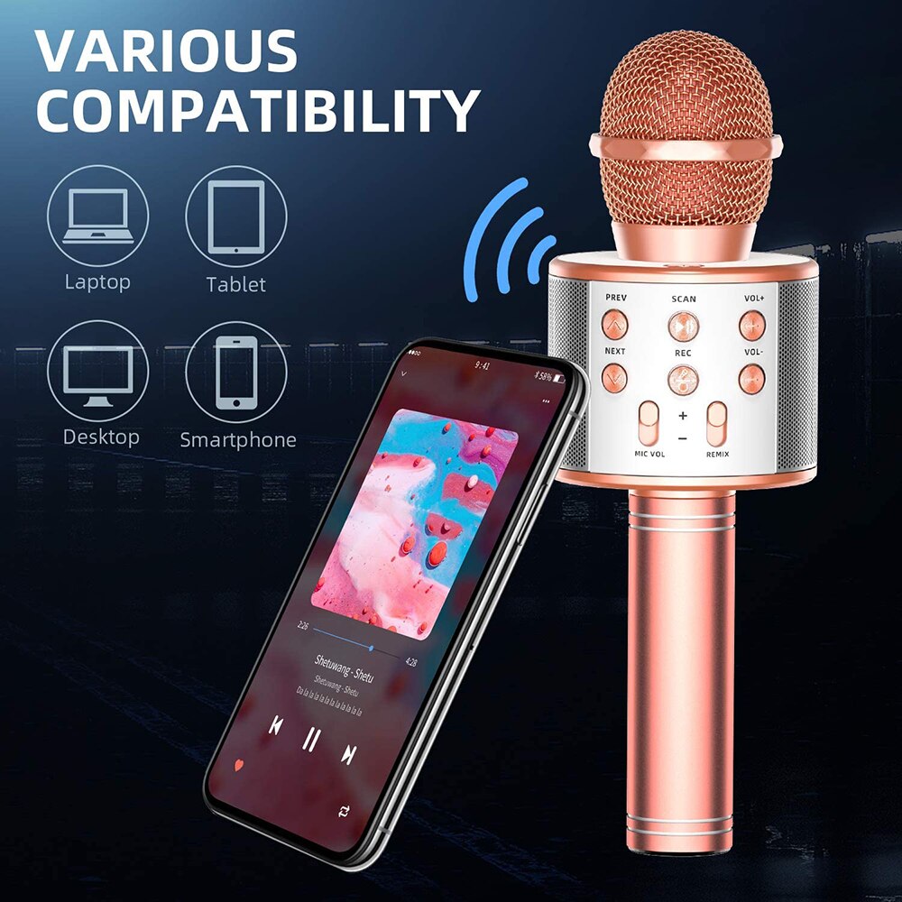 Microphone Wireless Bluetooth Karaoke Microphone Professiona Speaker Handheld Microfone Player Singing Recorder Mic microfono