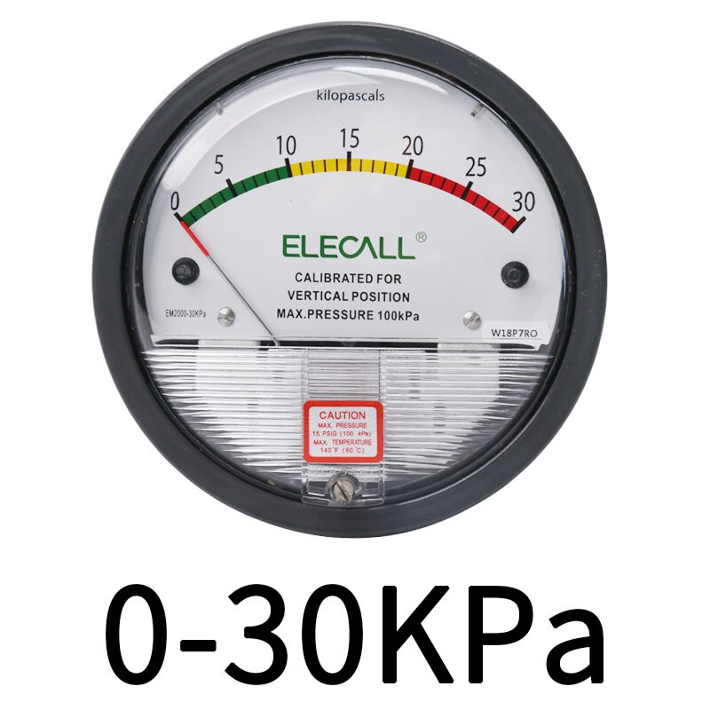 Differential Pressure Gauge micromanometer analog Manometer Pointer for air gas meters -30PA-30KPA EM2000
