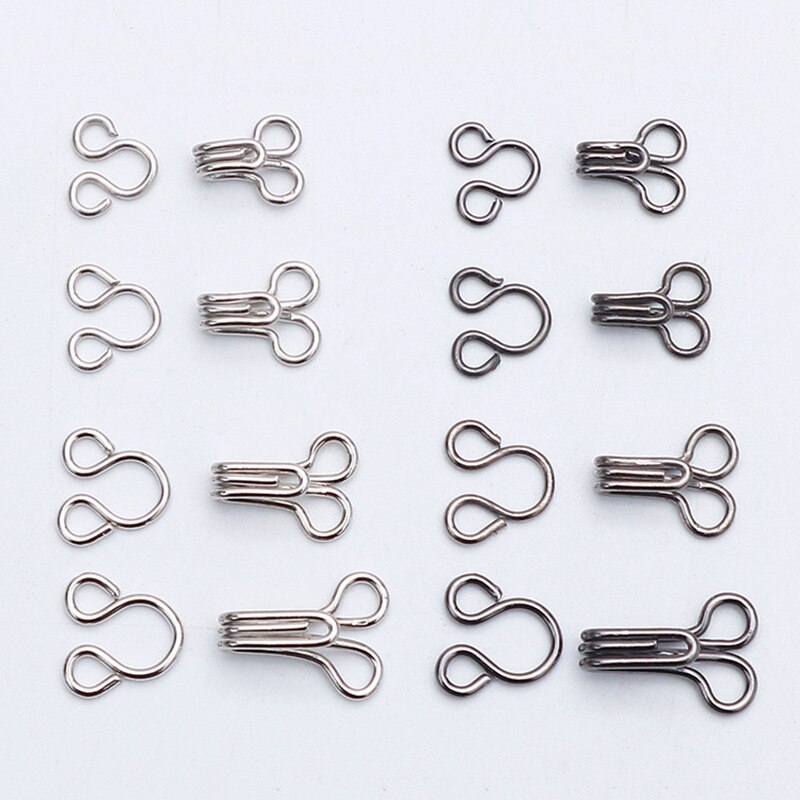 100set Metal collar hook 11.5-17mm Metal Buckle Button for Bra/Dress/Corset/Collar/Bag/Shirt Garment Sewing Accessories
