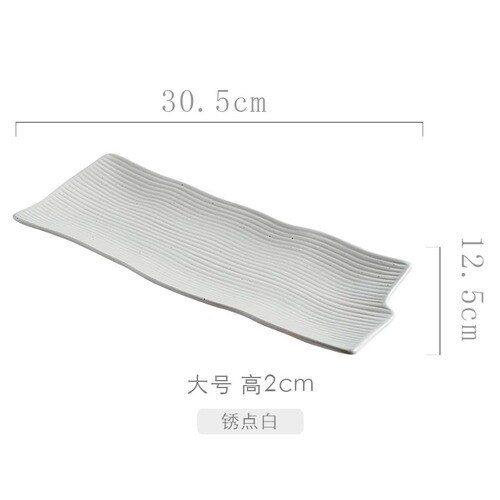 Japanse Stijl Sushi Plaat Rechthoekige Keramische Sashimi Platte Plaat Creatieve Servies Onregelmatige Lange Commerciële Japanse Plaat: C-1PCS- 12inch