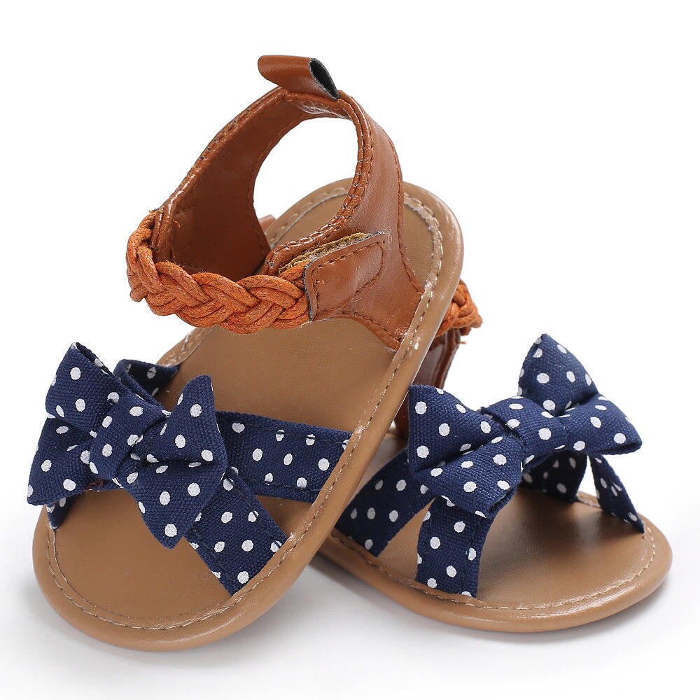 Peuter Meisje Baby Baby Boog-Knoop Sandalen Zomer Canvas Mocassin Schoenen Prewalker Gevlochten Schoenveter Denim Schoenen
