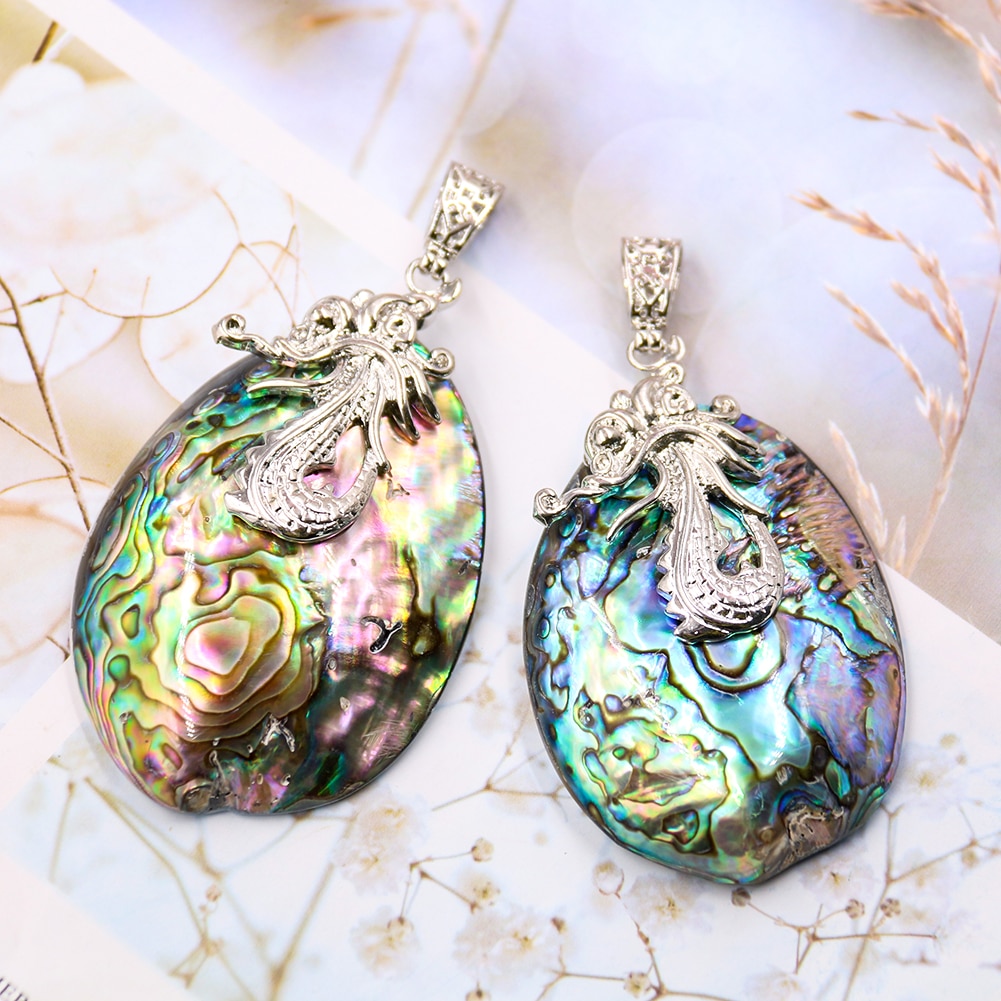 Regnbåge naturliga abalone skal hängen snäckskal gör själv smycken handgjorda halsband tillbehör hängande prydnad kvinnor