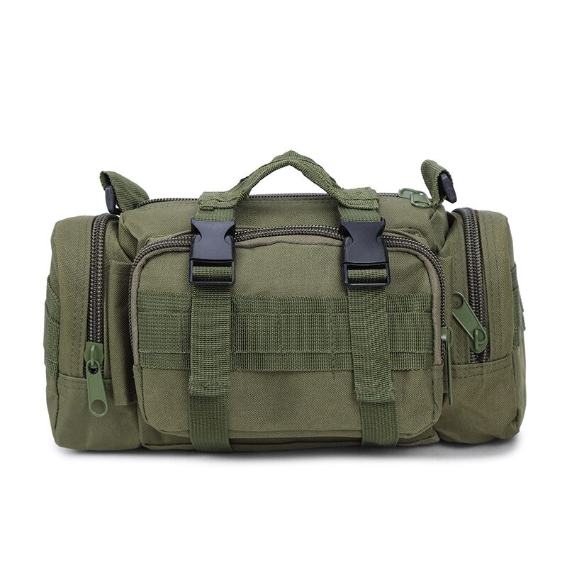 Fishing Outdoor Tackle Bait Bag Waterproof Waist Shoulder Carry Storage Camouflage Sports Simplicity Casual: Military green