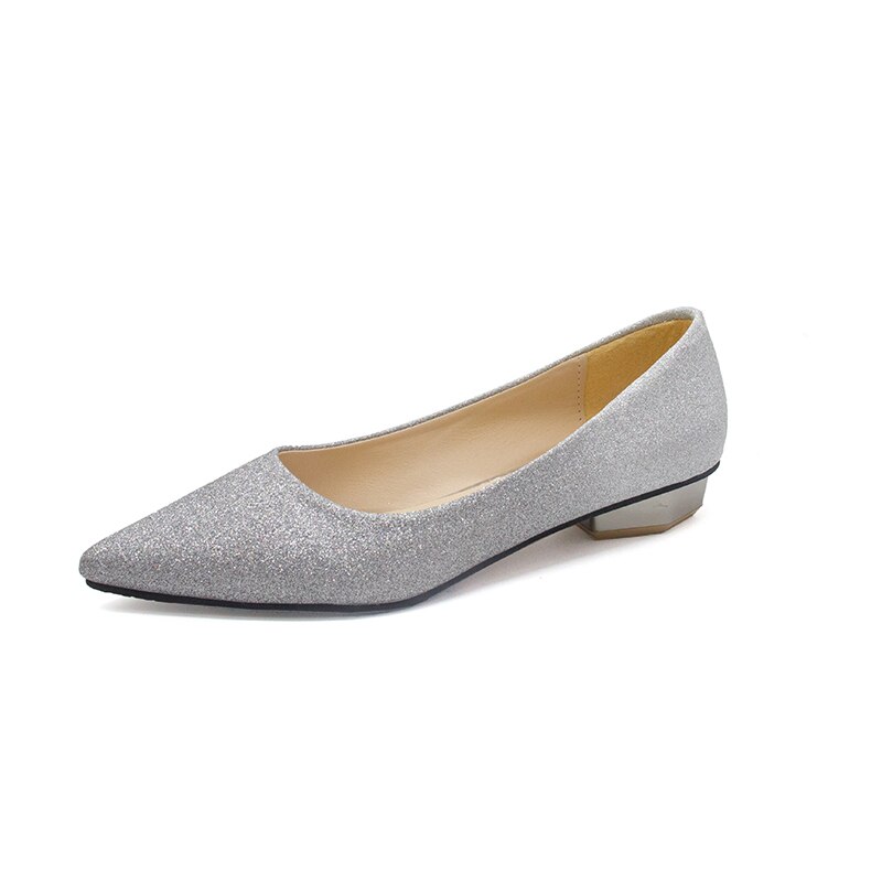Spring Women Shoes Pointed Toe Ballet Flats Sequined Cloth Slip on Ladies Flat Shoes Zapatos Mujer n551: Silver / 7.5
