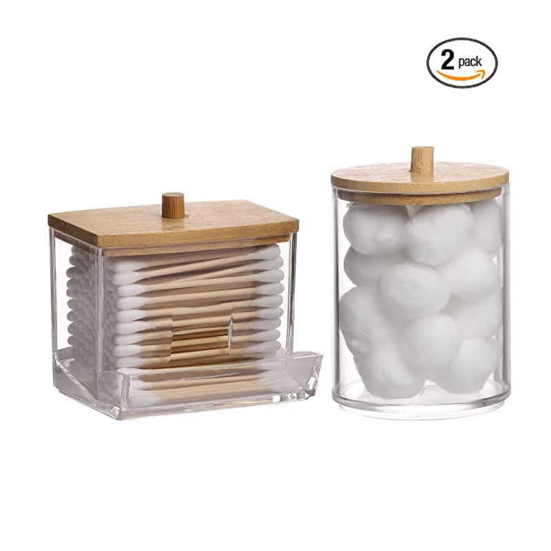 Badkamer Organizer Cosmetische Opbergdoos Katoenen Bal Qtip Beugel Acryl Opslag Jar Pen Houder Met Bamboe Cover Stofdicht: B-5