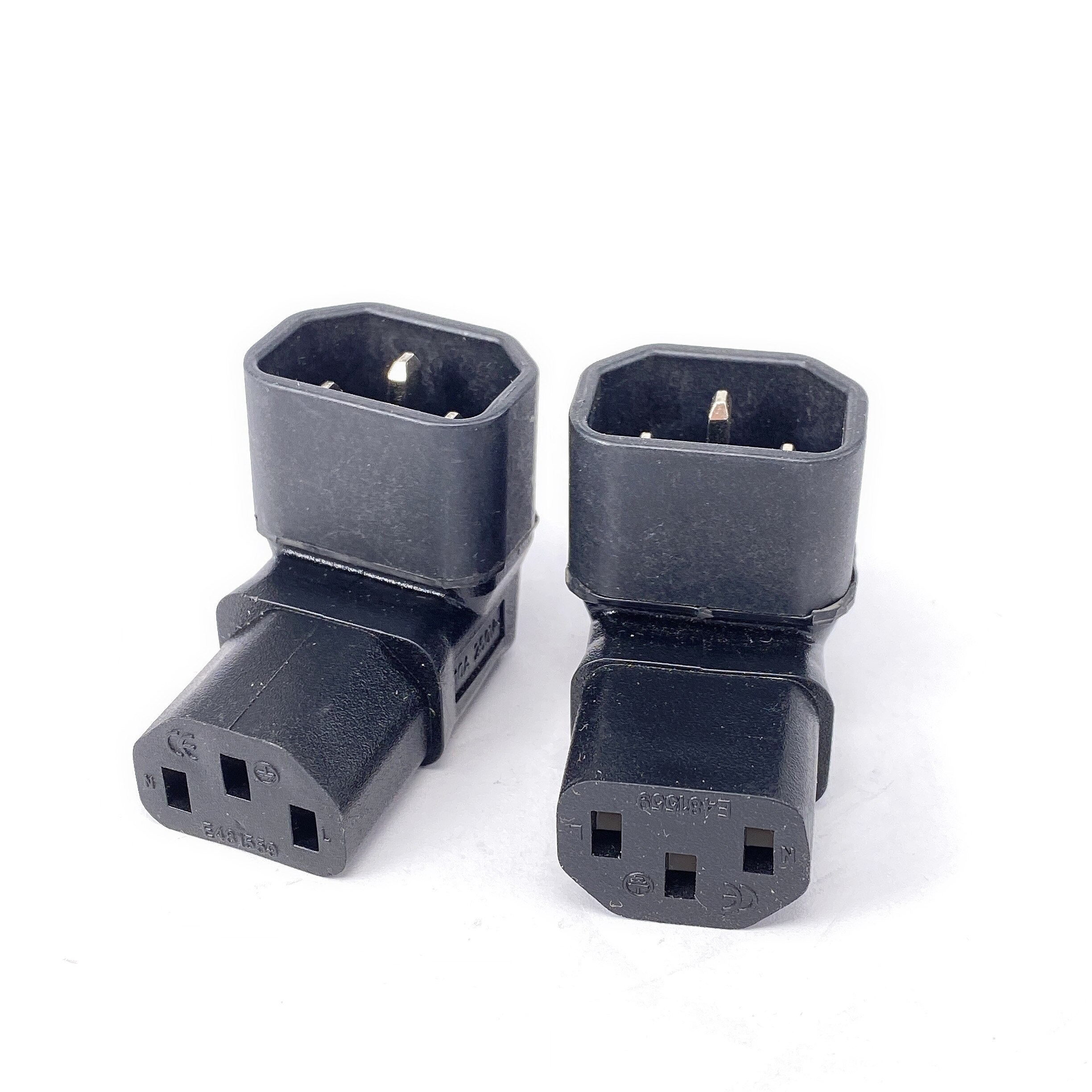IEC 320 C13 to C14 AC Plug Converter, C14 to C13 Up/Down Angle Power Adapter Plug, 3Pin Female to Male 10A 250V