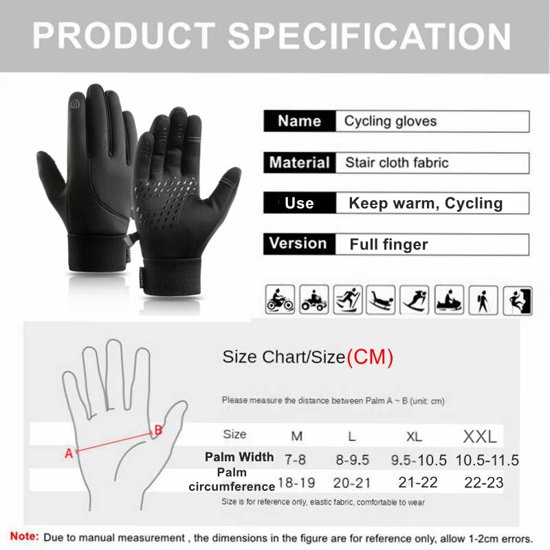 Guantes de ciclismo impermeables para exteriores, manoplas de invierno para pantalla táctil, a prueba de viento, para motocicleta, esquí y bicicleta