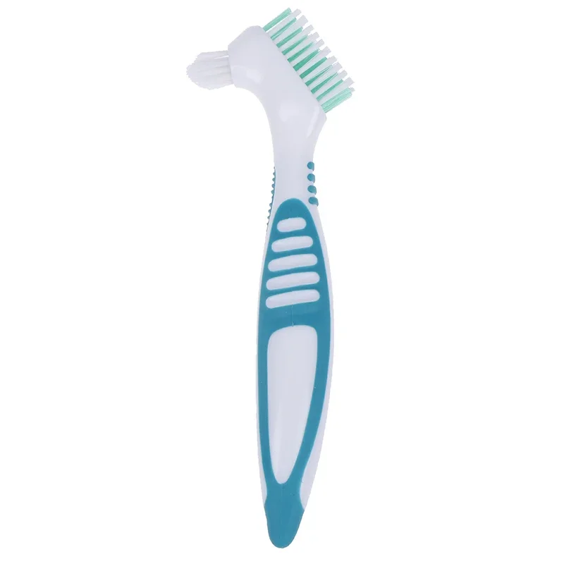 Denture Cleaning Brush Dual Heads Gum Cleaner For Men Women Multi-Layered Bristles False Teeth Brush Oral Cleaning Tools: Brown