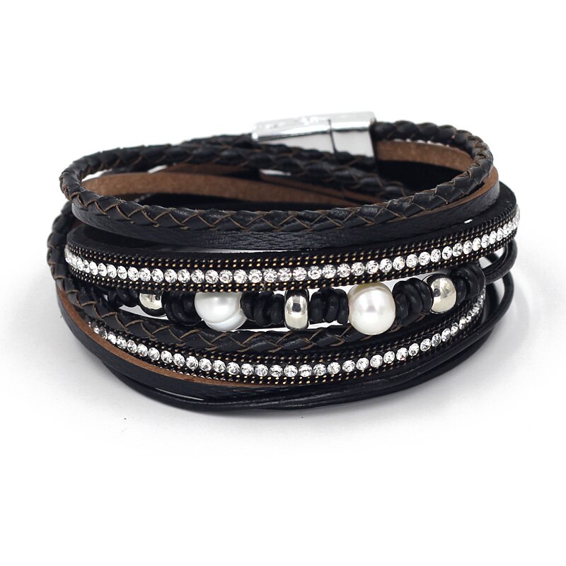 VONNOR frauen Armbänder Boho Schmuck Natürliche Perle mehrschichtig Leder 2 Kreis wickeln Armbinde