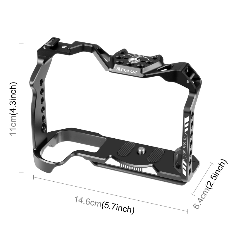 Cage de caméra vidéo PULUZ pour Canon EOS R7, cadre de Cage en alliage d'aluminium avec trous de vis 1/4 3/8