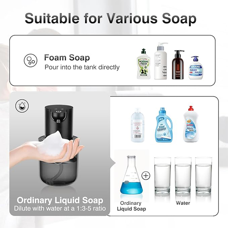 400ml Automatic Sensor Soap Dispenser Rechargeable Hand Sanitizer Dispenser Wall Mounted Bathroom Electric Foam Hand Washer