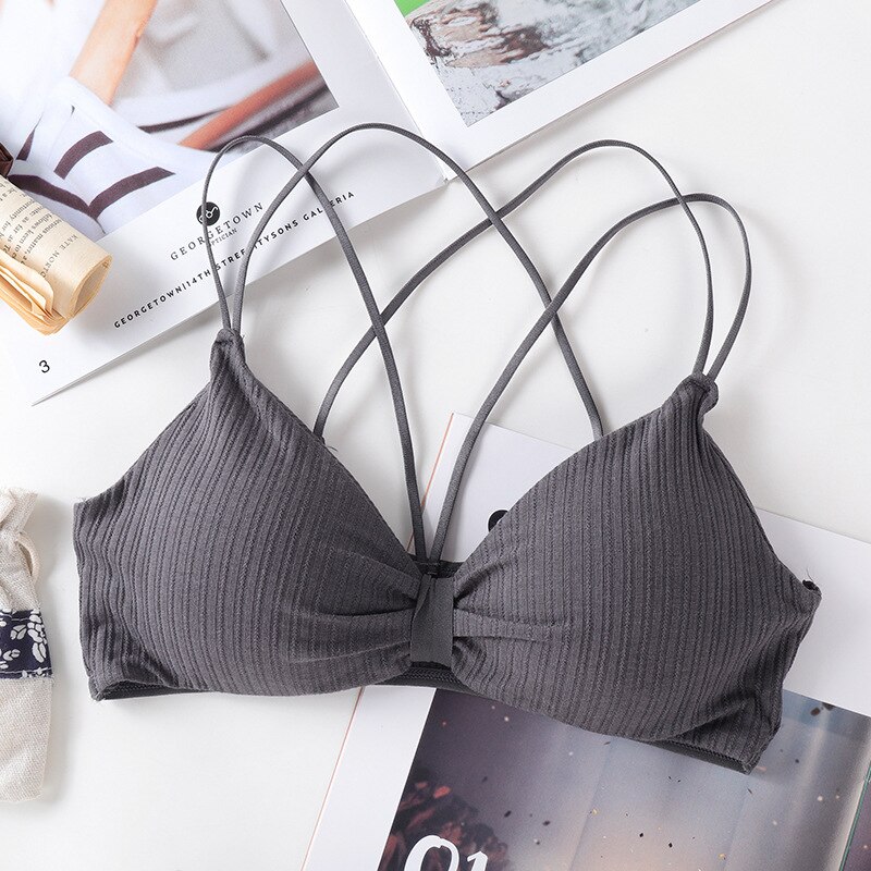 Meisjes Schoonheid Terug Beha Kruis Bandjes Zachte Katoen Comfortabel Ondergoed Vrouwen Push Up Bowtie Bralette Naadloze Lingerie Ondergoed: 3