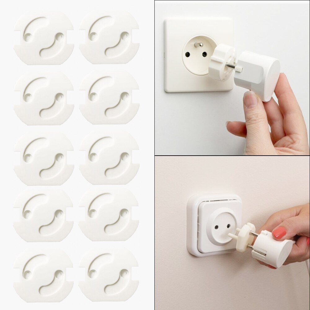 10Pcs Baby Safety Rotate Cover 2 Hole Round European Standard Socket Children Against Electric Protection Plastic Security Locks