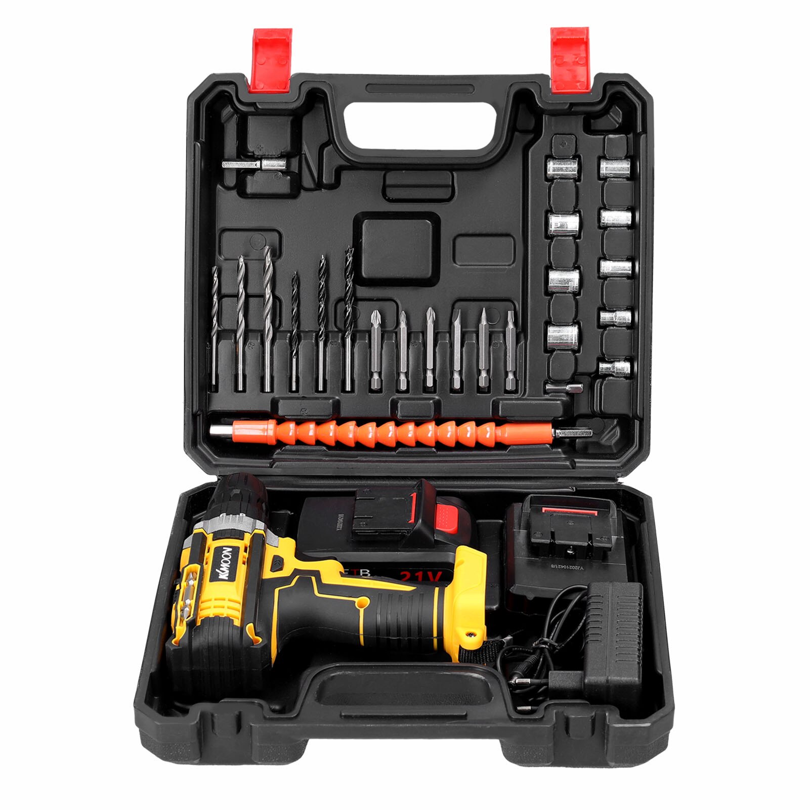 21V Cordless Electric Drill Brush Motor 2 Speeds Adjustment 18 Gears of Torque Adjustable Holes Drilling Machine