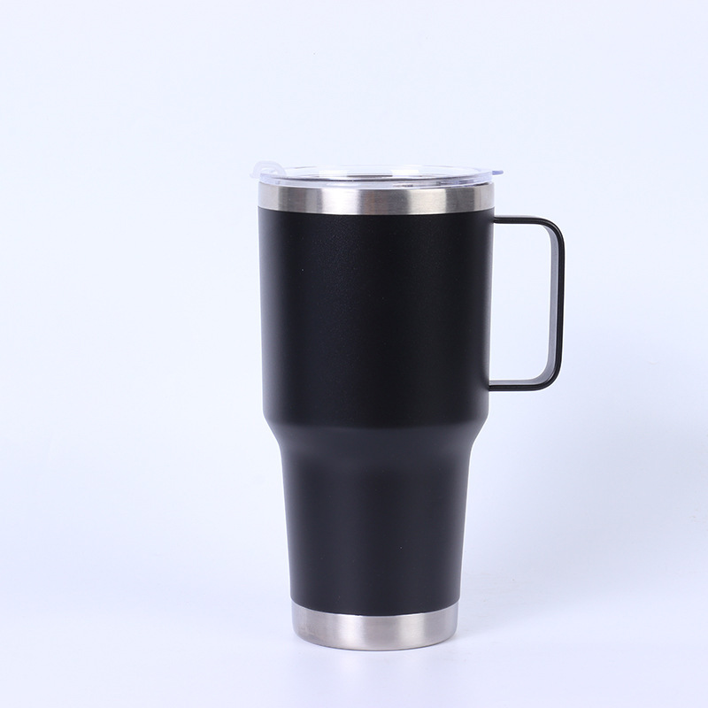 Steel handle vacuum mug , 30 , 20 oz., double-walled ice cooler, for office, home, car, tea, coffee, insulated bottle, colorful: Green / 801-900ml
