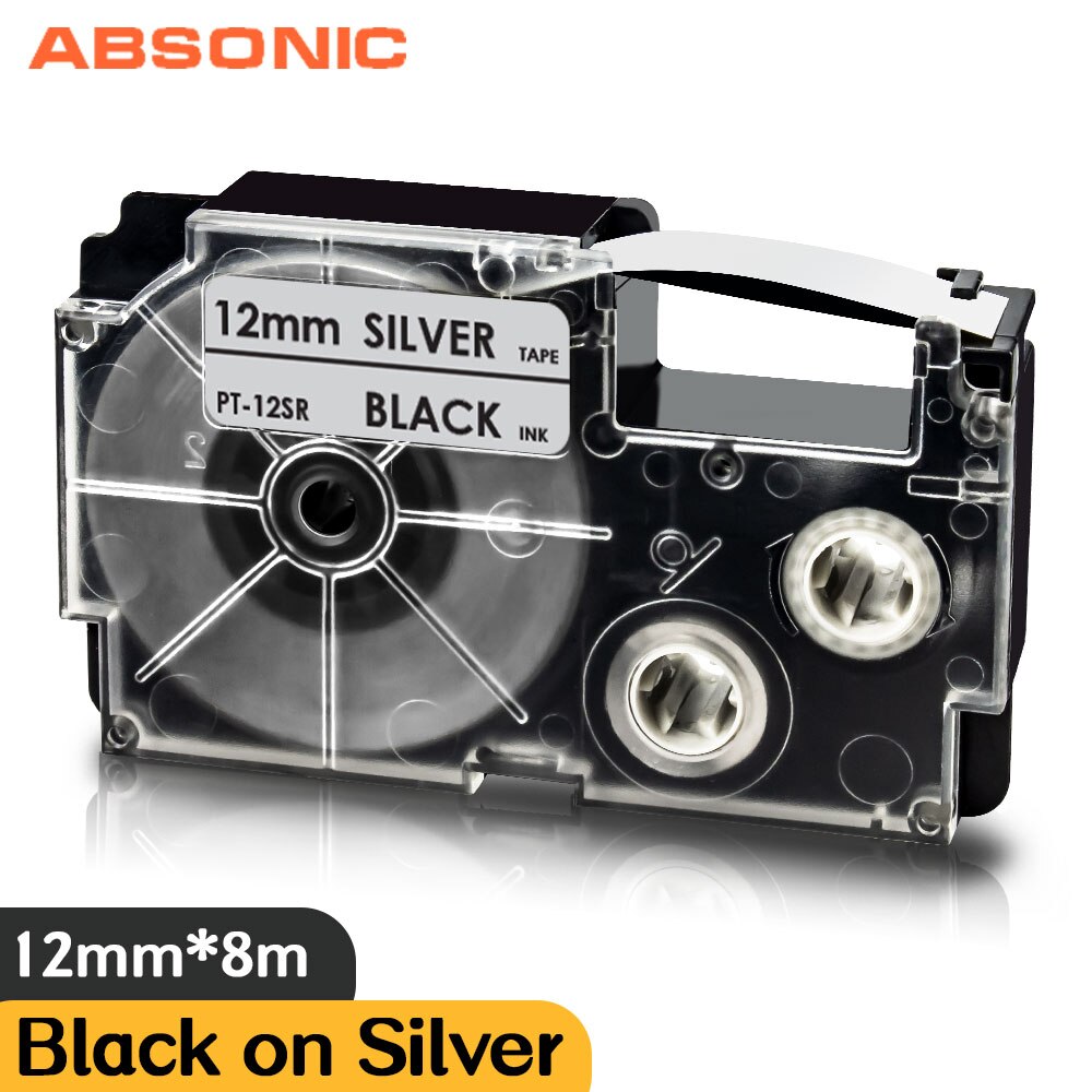 XR-12WER Replacement Casio Label Tape XR 12WER Red on White 12mm*8m Label Cassette for Casio Label Printer KL-750 KL-7400 KL-820: WHITE