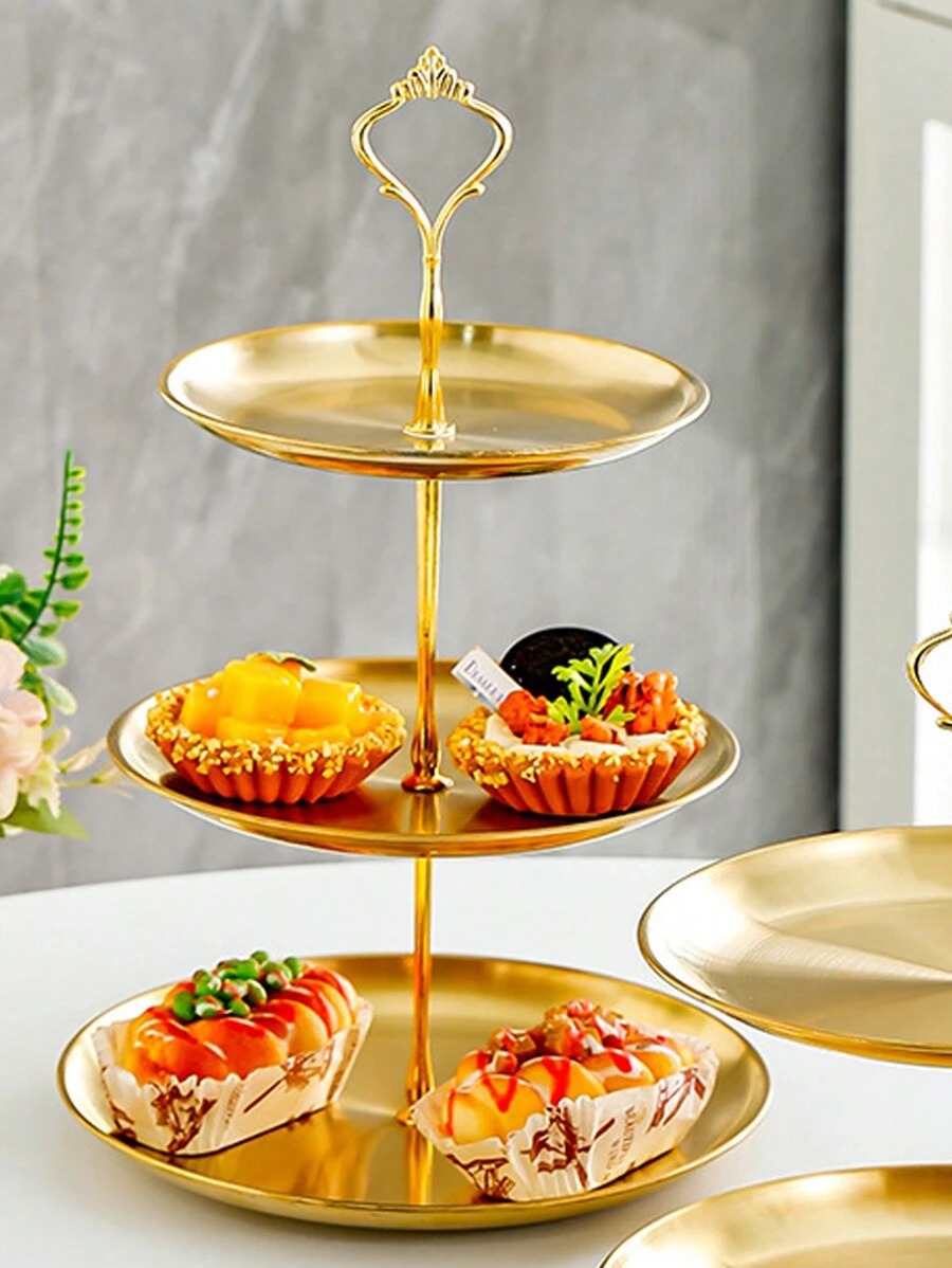 1/2 stuks roestvrij staal goud dessertblad, multi-tier taartstandaard, taartplaat, snackschaal, voor theekransje, verjaardag, bruiloft