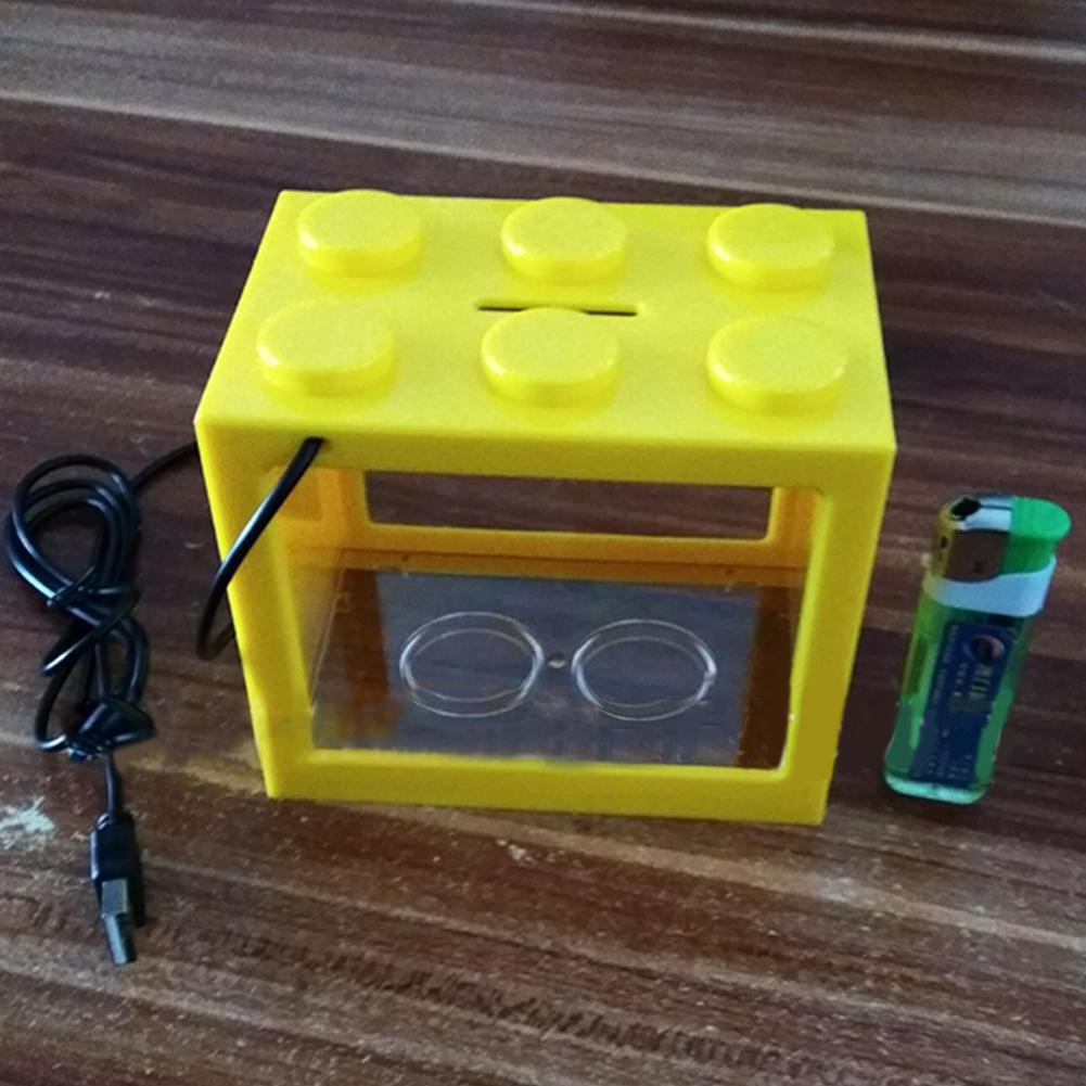 Mini Aquarium Fish Tank with USB LED Light Ecological Fishbowl Fighting Fish Bowls for Home Office Tea Table Decoration: Yellow