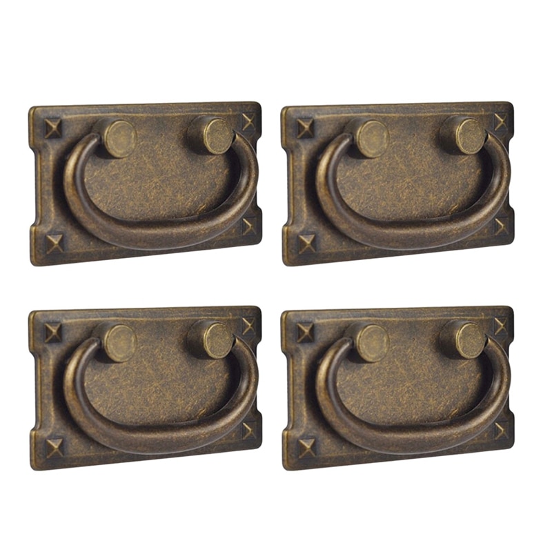 4 stk vintage antik bronze skuffe ring træk håndtag, kabinet dør møbler håndtag dekoration: Default Title