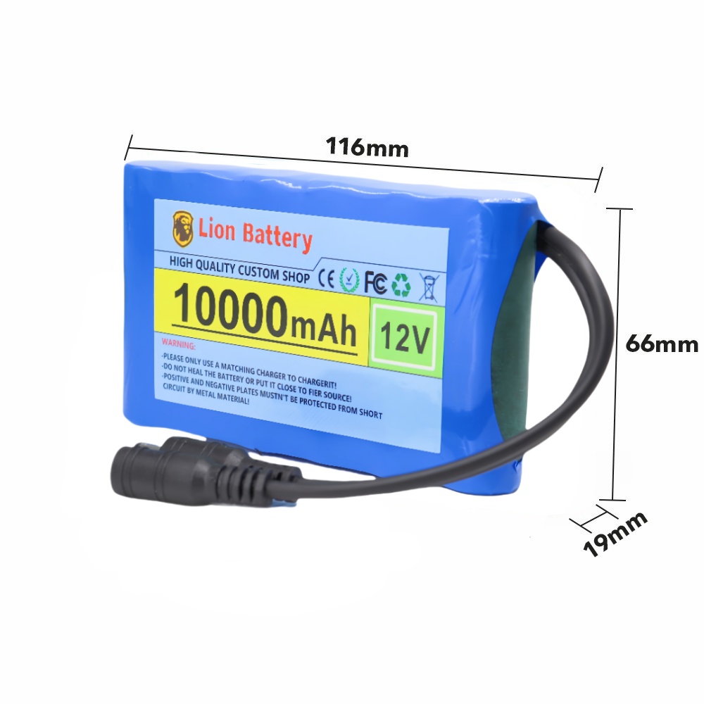 Original Portable Super 12V 10000mAh Battery Rechargeable Lithium Ion Battery Pack Capacity DC 12.6v 10Ah CCTV Cam Monitor