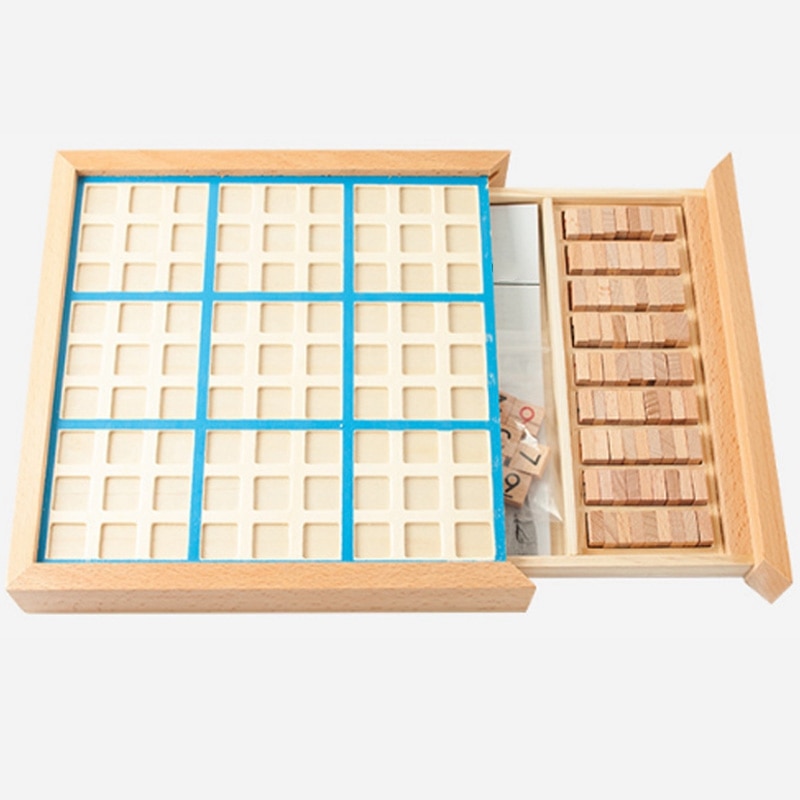 Les chiffres d'échecs de Sudoku 1 à 9 ne peuvent mettre qu'une fois dans n'importe quelle ligne de rangée et vérifier les jouets éducatifs en bois de fantaisie intelligents de jeux heureux
