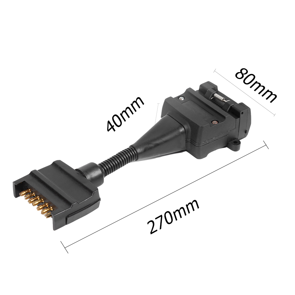 7 to 12 Pin AU Flat Male Trailer Socket Plug Connector Adapter ABS Durable Plug and Play Easy to Use for Trailer Black