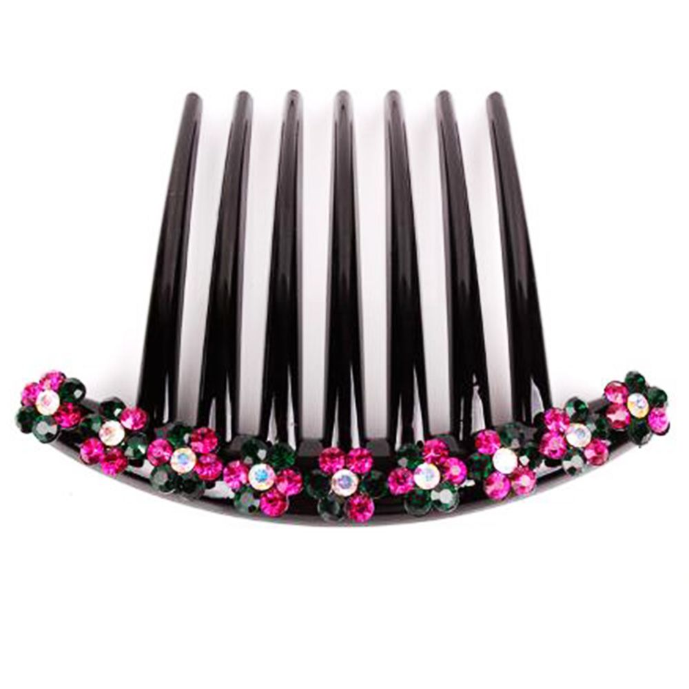 Women Rhinestone Flower 7 Teeth Hair Comb Clip Side Hair Clip Decorative For Girls Hair Styling Clip PIn Accessories