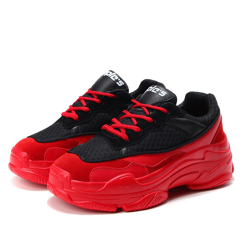 Tuinanle sneakers kvinder røde sko forår efterår åndbar mesh kvinder sneakers zapatos de mujer chunky damesko: Rød / 5